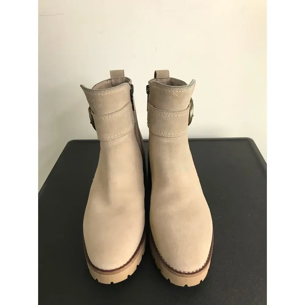 Blondo Booties Womens Size‎ 6M Tan Suede Side Zip Chucky Sole Waterproof